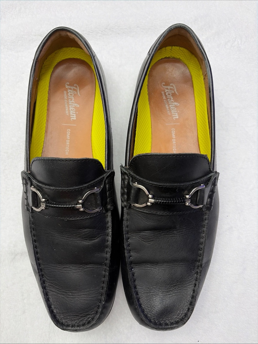 Florsheim Black Leather Bit Slip-On Loafers